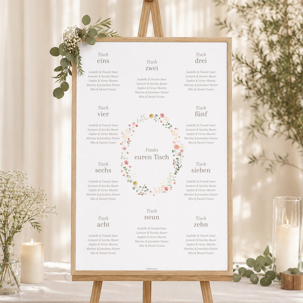 Sitzplan Hochzeit Porträt Sommerblumen foto