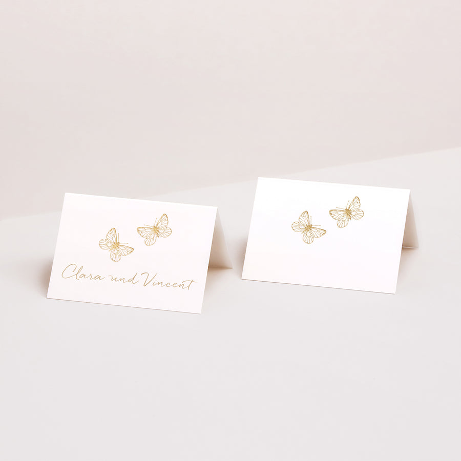 Tischkarten Hochzeit Quer Goldenes Herbarium foto