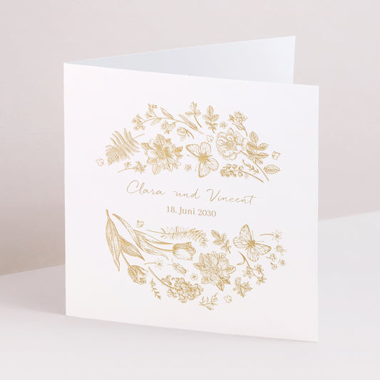 Hochzeitseinladung Doppelflügelfenster Goldenes Herbarium foto