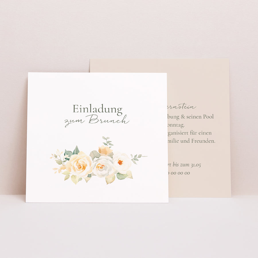 Beilegekarte Hochzeit Quadrat Romantischer Blumenstrauß foto