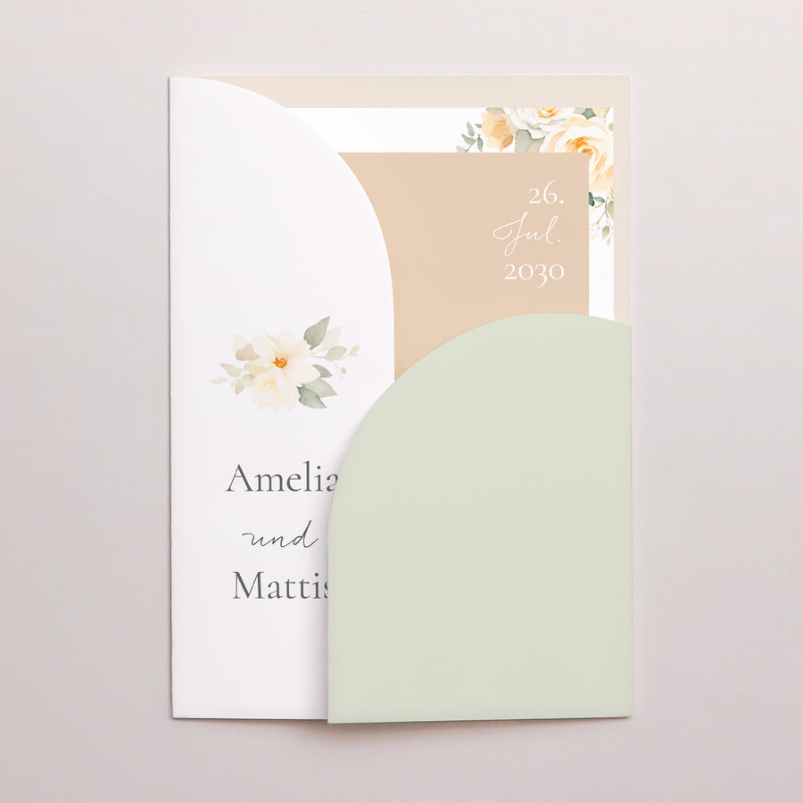Hochzeitseinladung Hülle für 2 Karten Romantischer Blumenstrauß foto