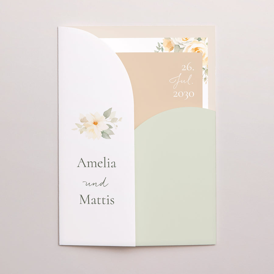 Hochzeitseinladung Hülle für 2 Karten Romantischer Blumenstrauß foto