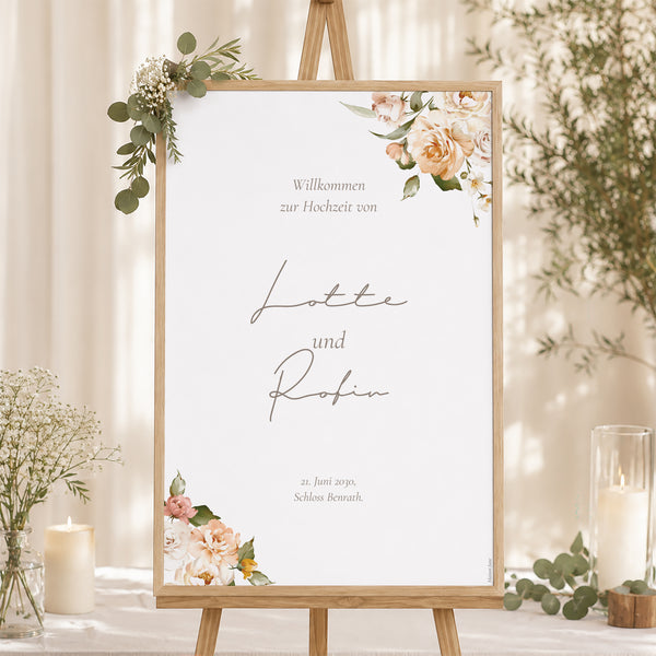 Begrüßungstafel Hochzeit Porträt 60 x 90 cm foto