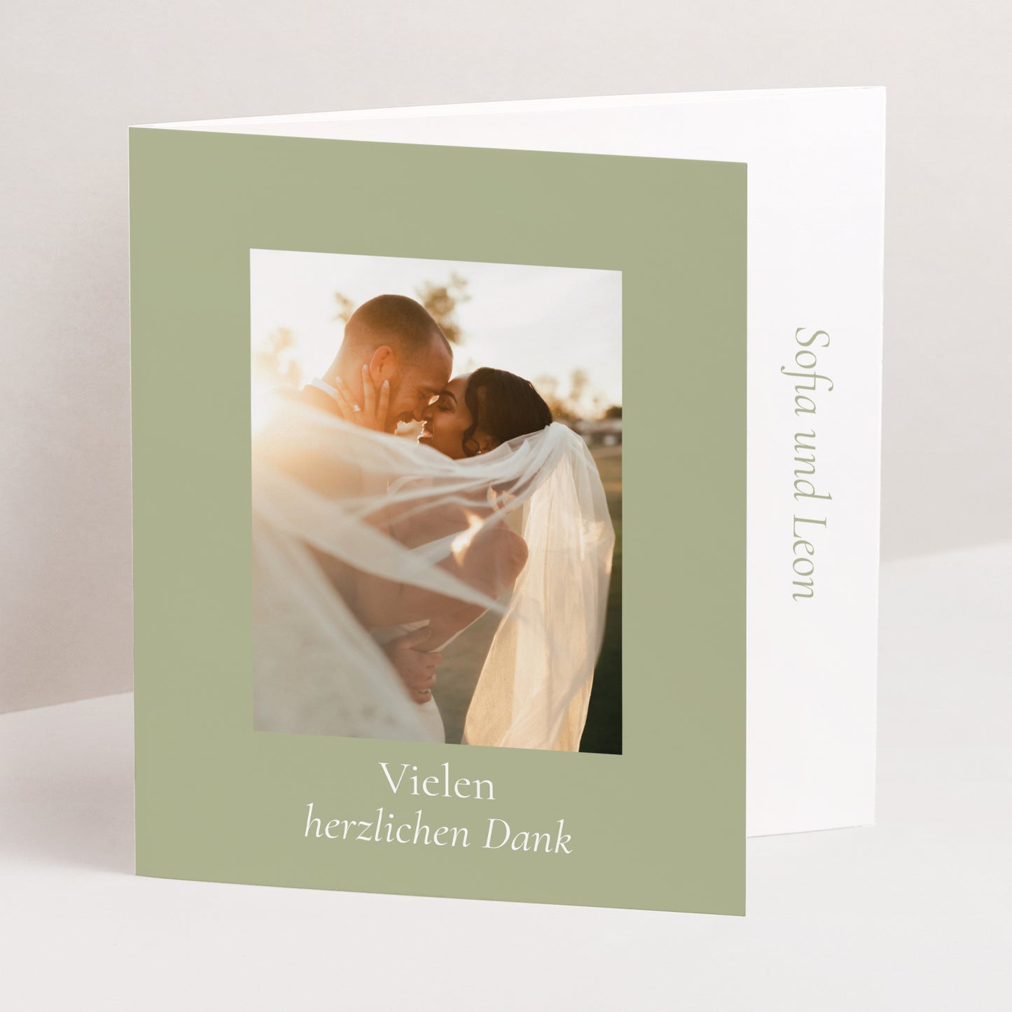 Dankeskarte Hochzeit Asymmetrisches Triptychon Romantischer Zweig III foto N° 1