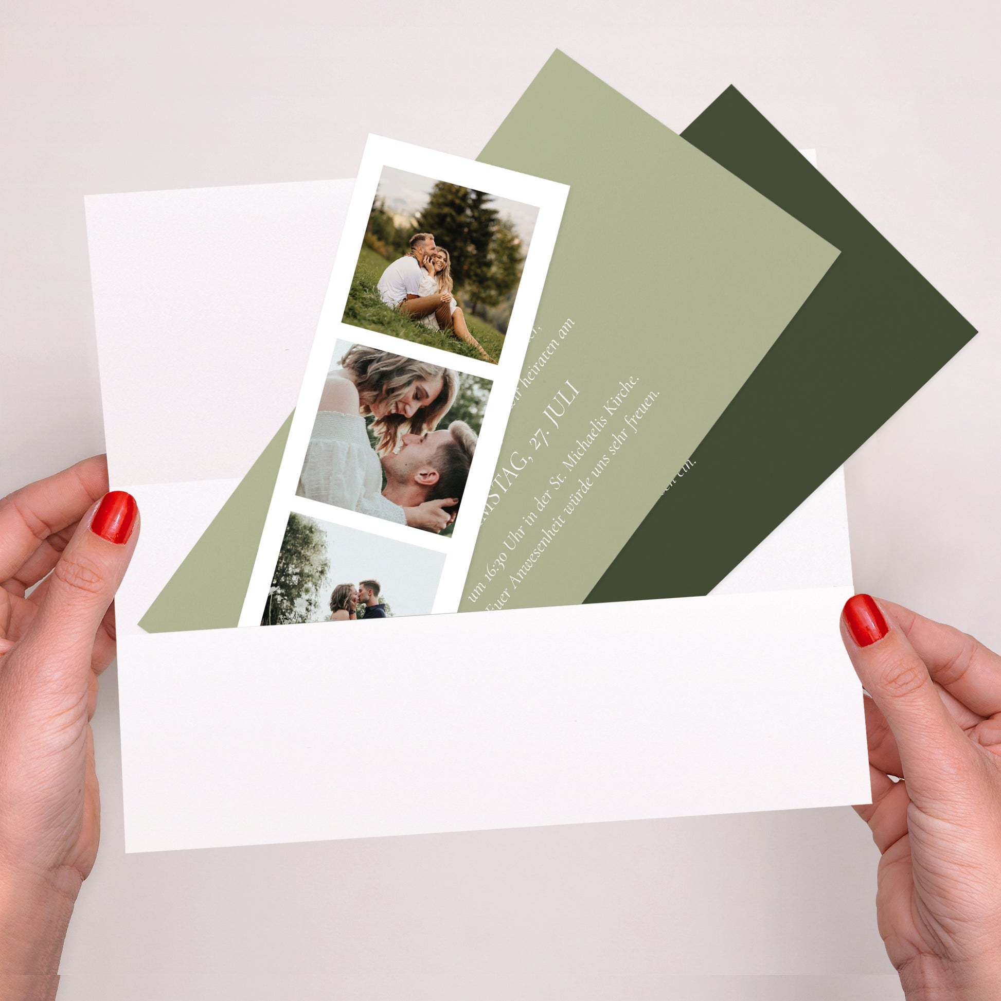 Hochzeitseinladung Rechteckige Tasche, 2 Karten Romantischer Zweig III foto N° 2