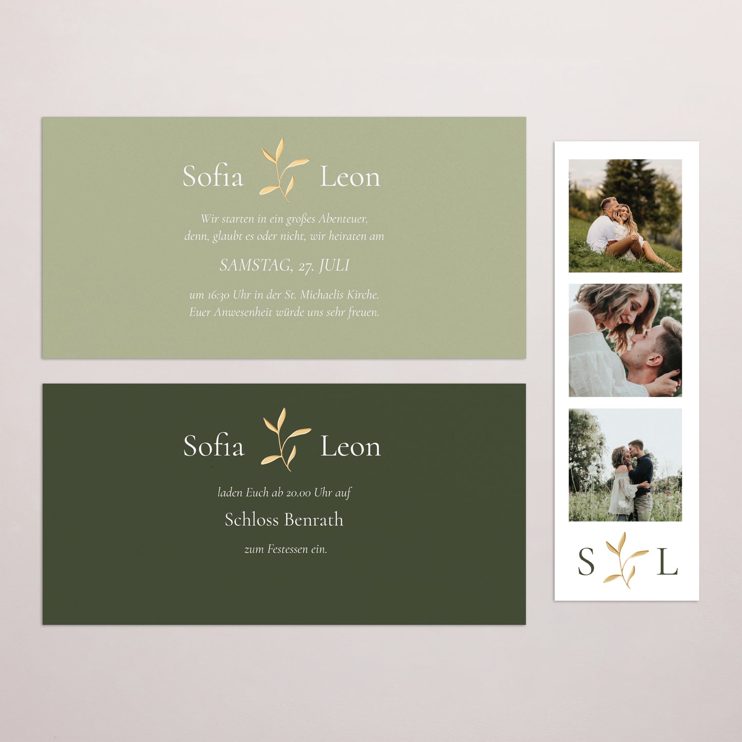 Hochzeitseinladung Rechteckige Tasche, 2 Karten Romantischer Zweig III foto N° 3