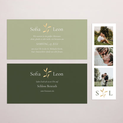 Hochzeitseinladung Rechteckige Tasche, 2 Karten Romantischer Zweig III foto N° 3