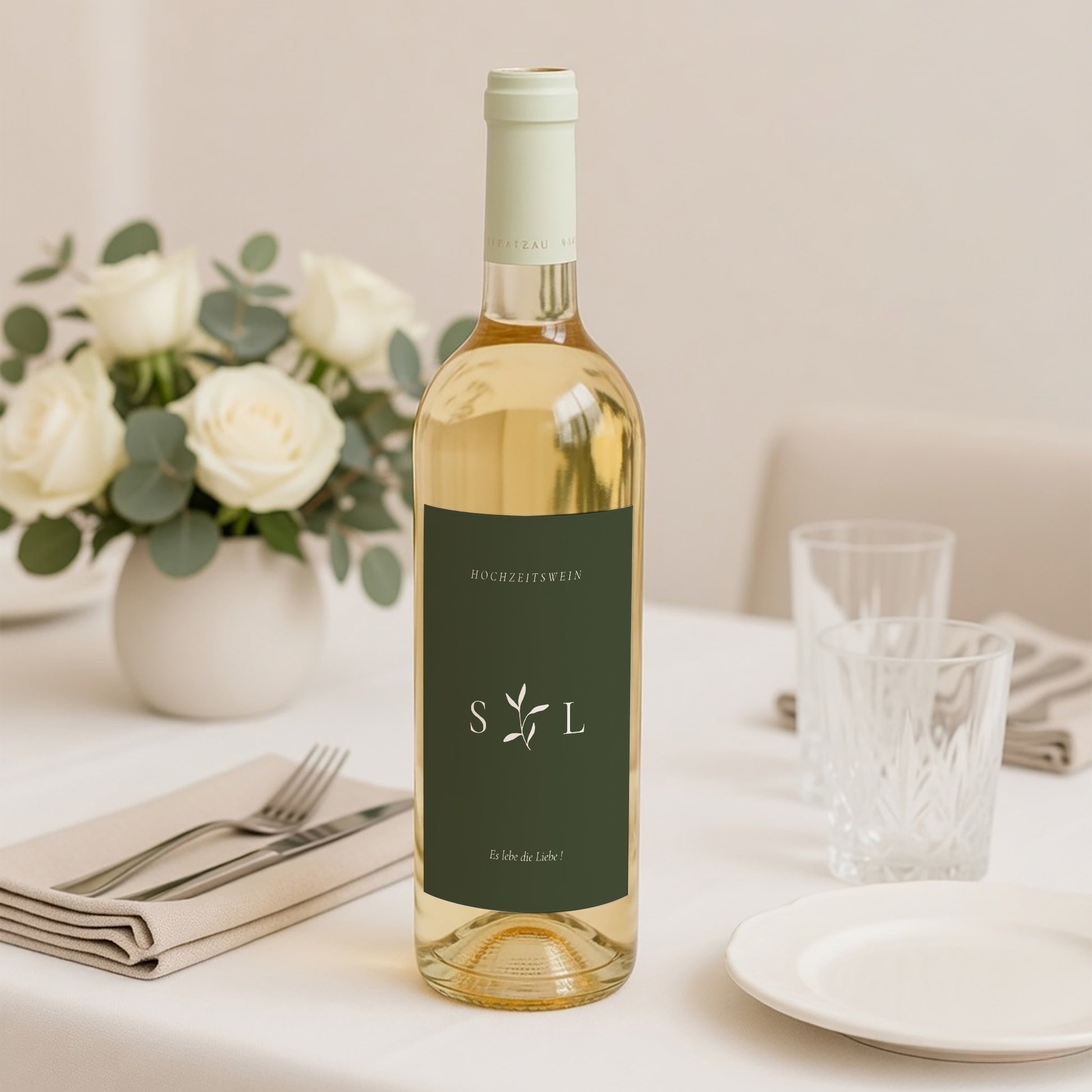 Flaschenetikett Hochzeit Porträt Romantischer Zweig III foto N° 2