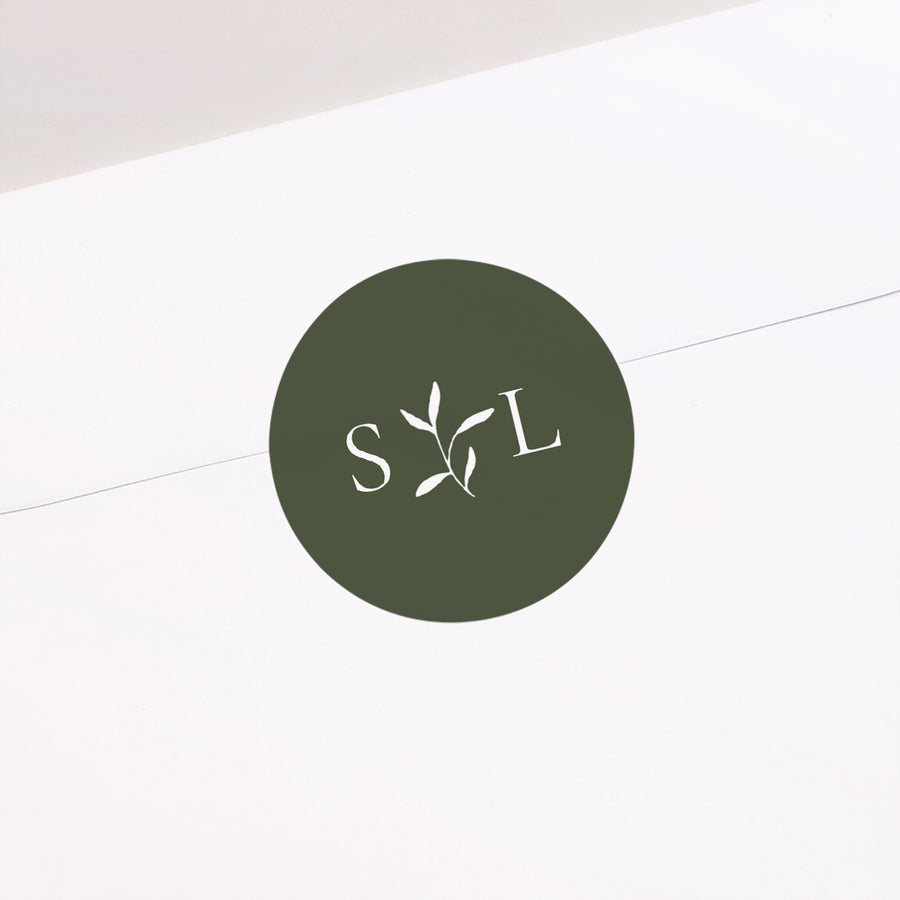 Sticker Hochzeit Rund Romantischer Zweig III foto