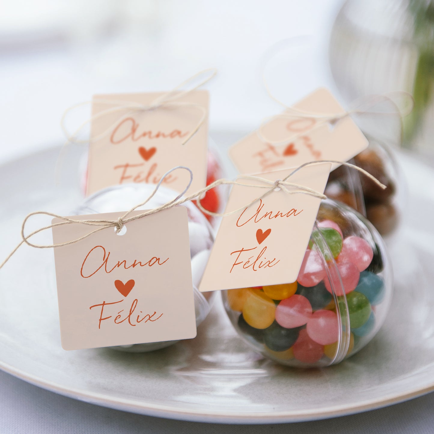 Geschenkbox Hochzeit Kugel mit quadratischem Etikett Liebe immer foto N° 2