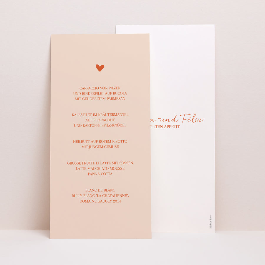 Menükarte Hochzeit Panoramatisches Porträt Liebe immer foto