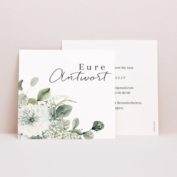 Antwortkarte Hochzeit Quadrat Natürlich Romantisch foto