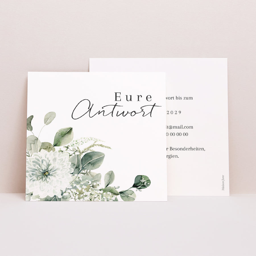 Antwortkarte Hochzeit Quadrat Natürlich Romantisch foto