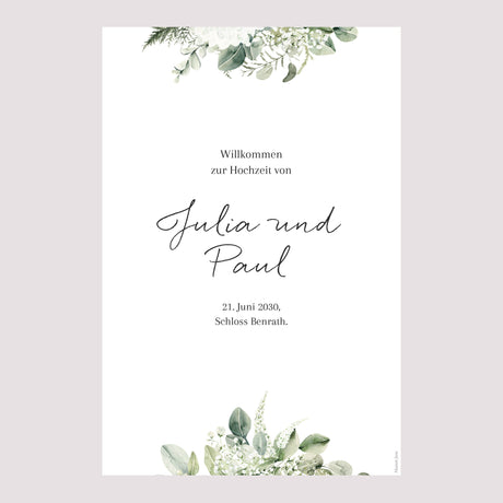 Begrüßungstafel Hochzeit Porträt 60 x 90 cm Natürlich Romantisch