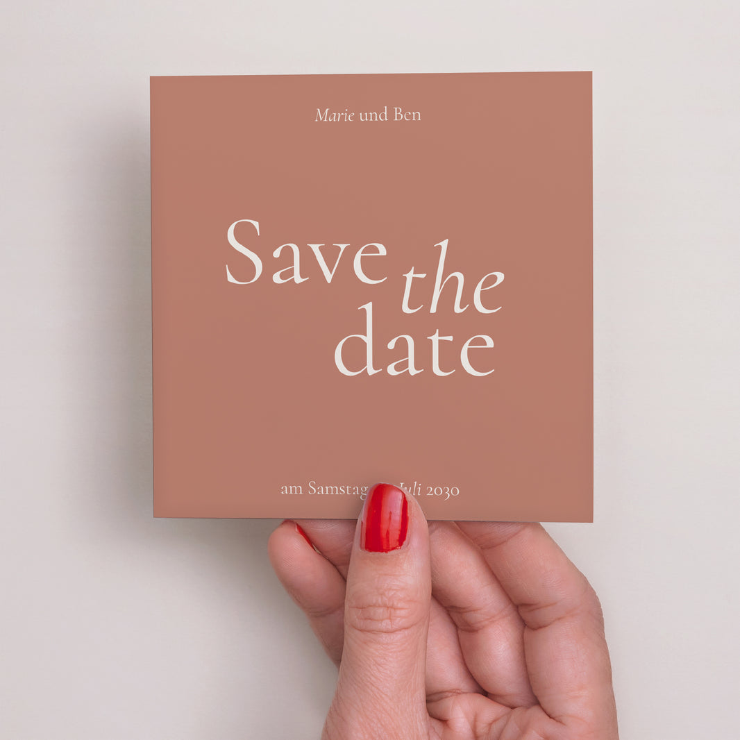 Save the date Karte Hochzeit Quadrat Elegante Typografie foto N° 2