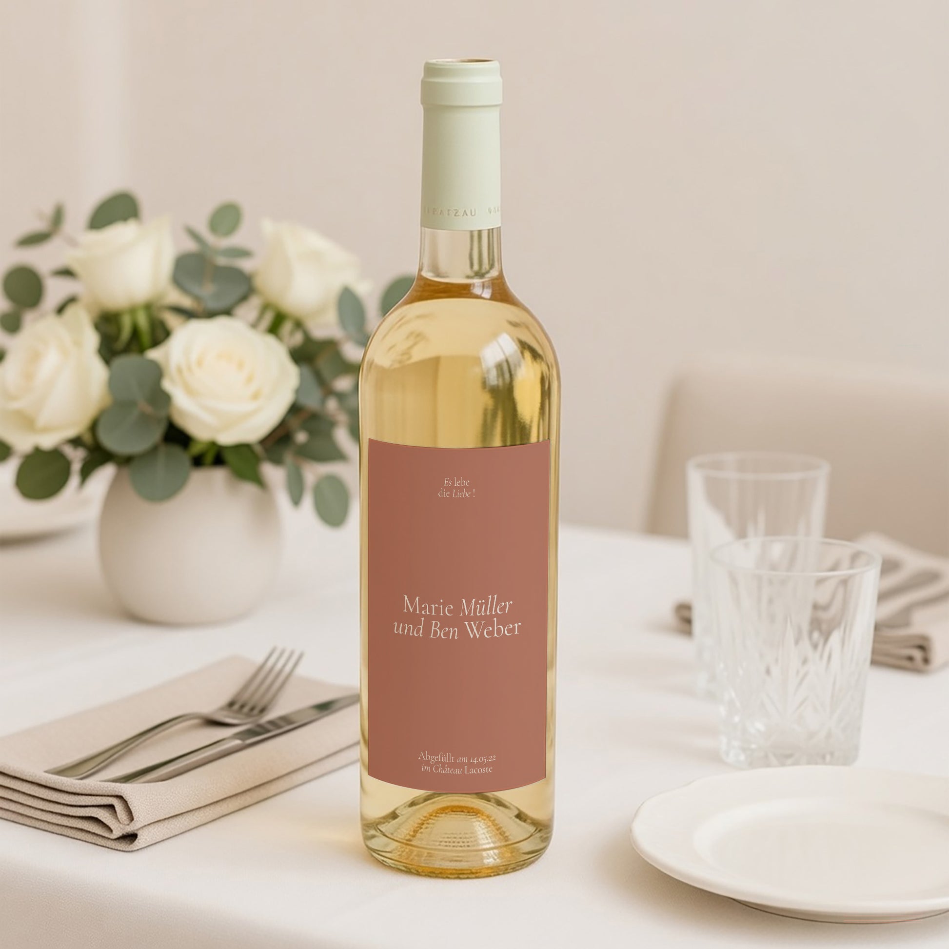Flaschenetikett Hochzeit Porträt Elegante Typografie II foto N° 2