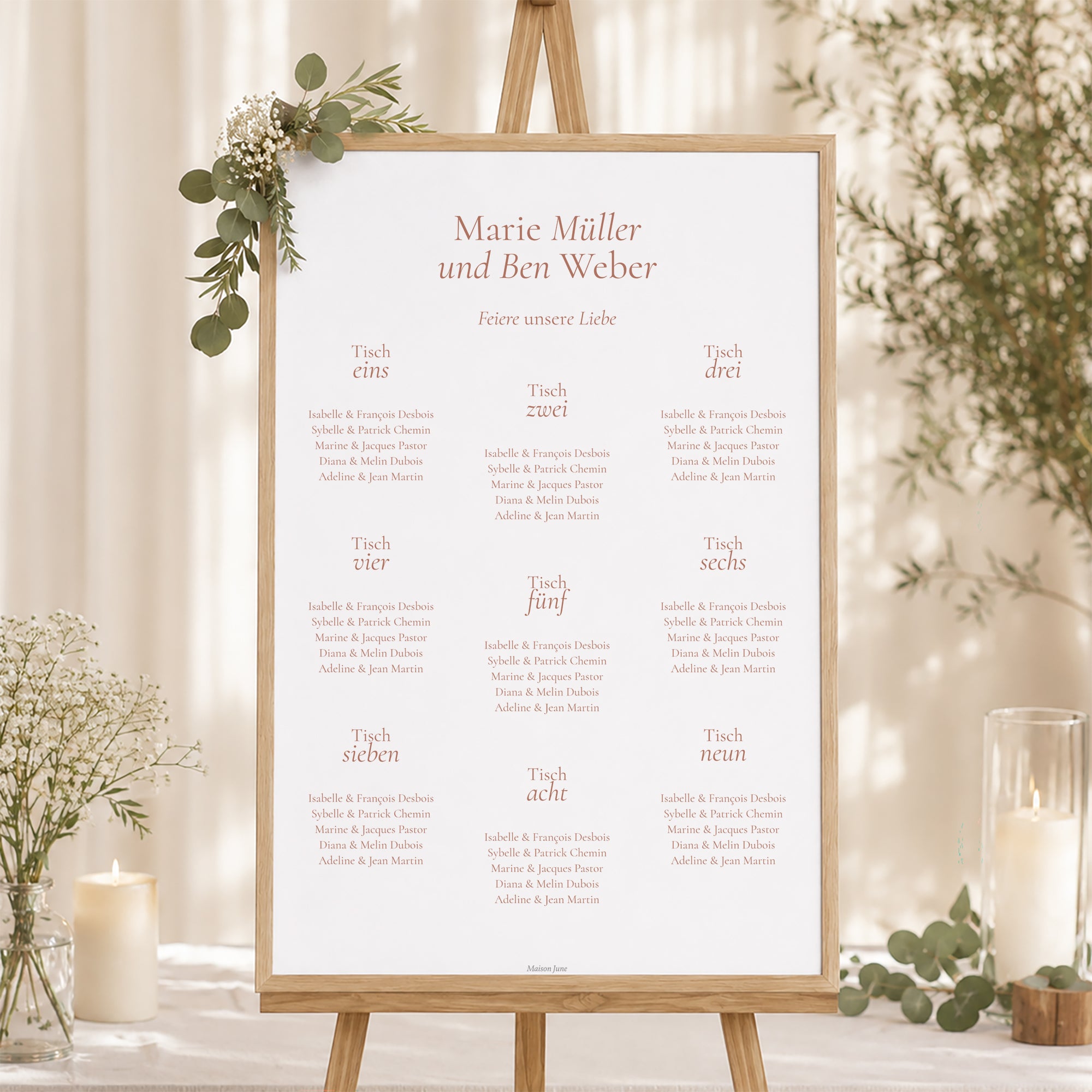 Sitzplan Hochzeit Porträt 60 x 90 cm Elegante Typografie II foto N° 1
