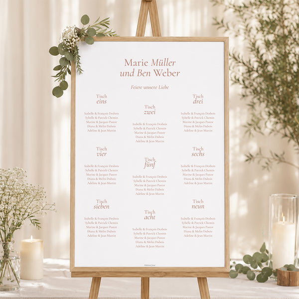 Sitzplan Hochzeit Porträt 60 x 90 cm Elegante Typografie II foto