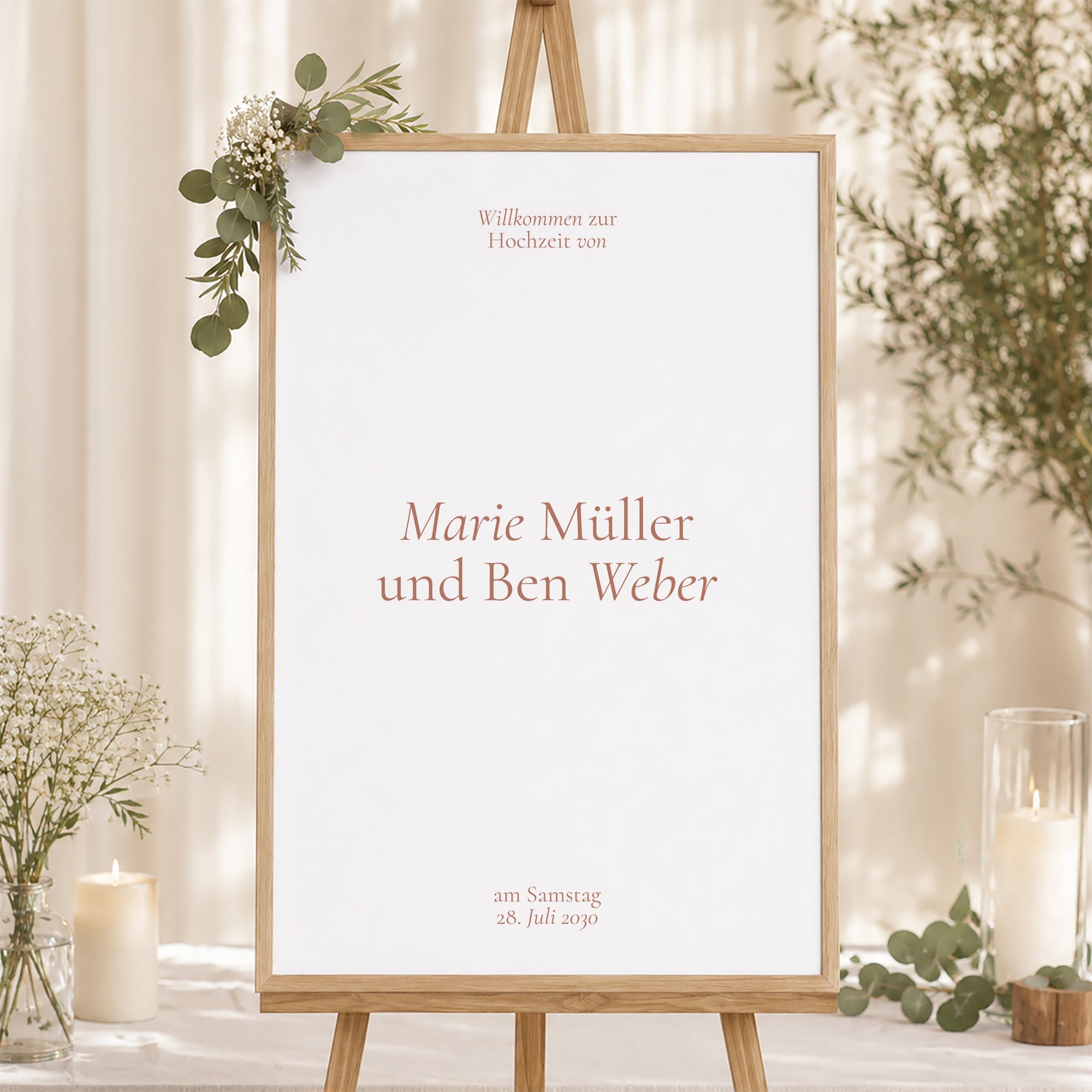 Begrüßungstafel Hochzeit Porträt 60 x 90 cm Elegante Typografie II foto N° 1