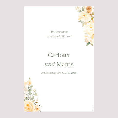 Begrüßungstafel Hochzeit Porträt 60 x 90 cm