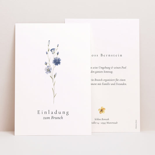 Einladungskarte Hochzeit PortraitPorträt Ländlicher Blumenkranz foto