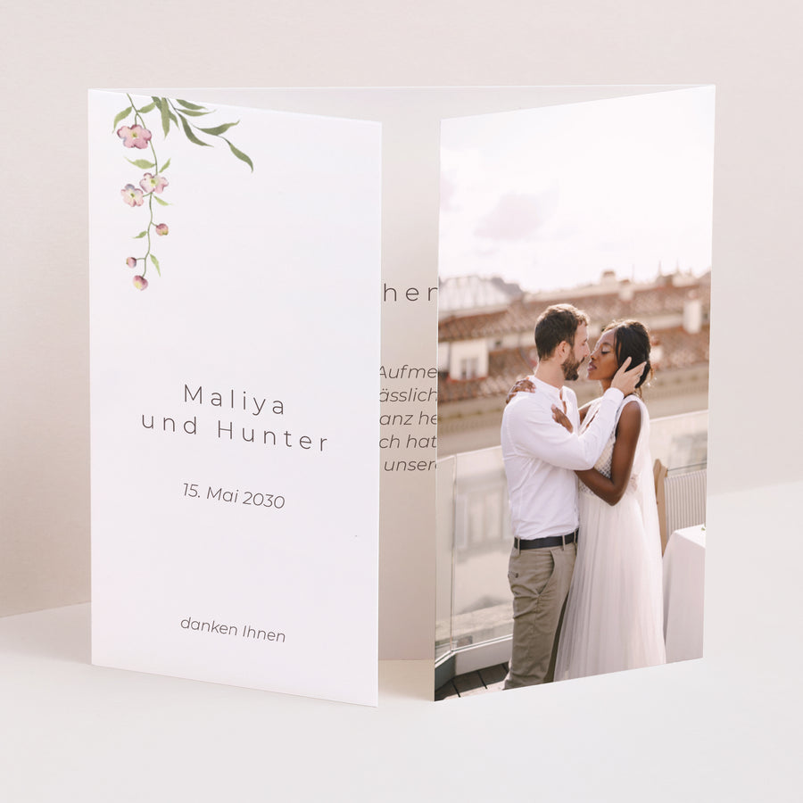 Dankeskarte Hochzeit Triptychon Fensteröffnung foto