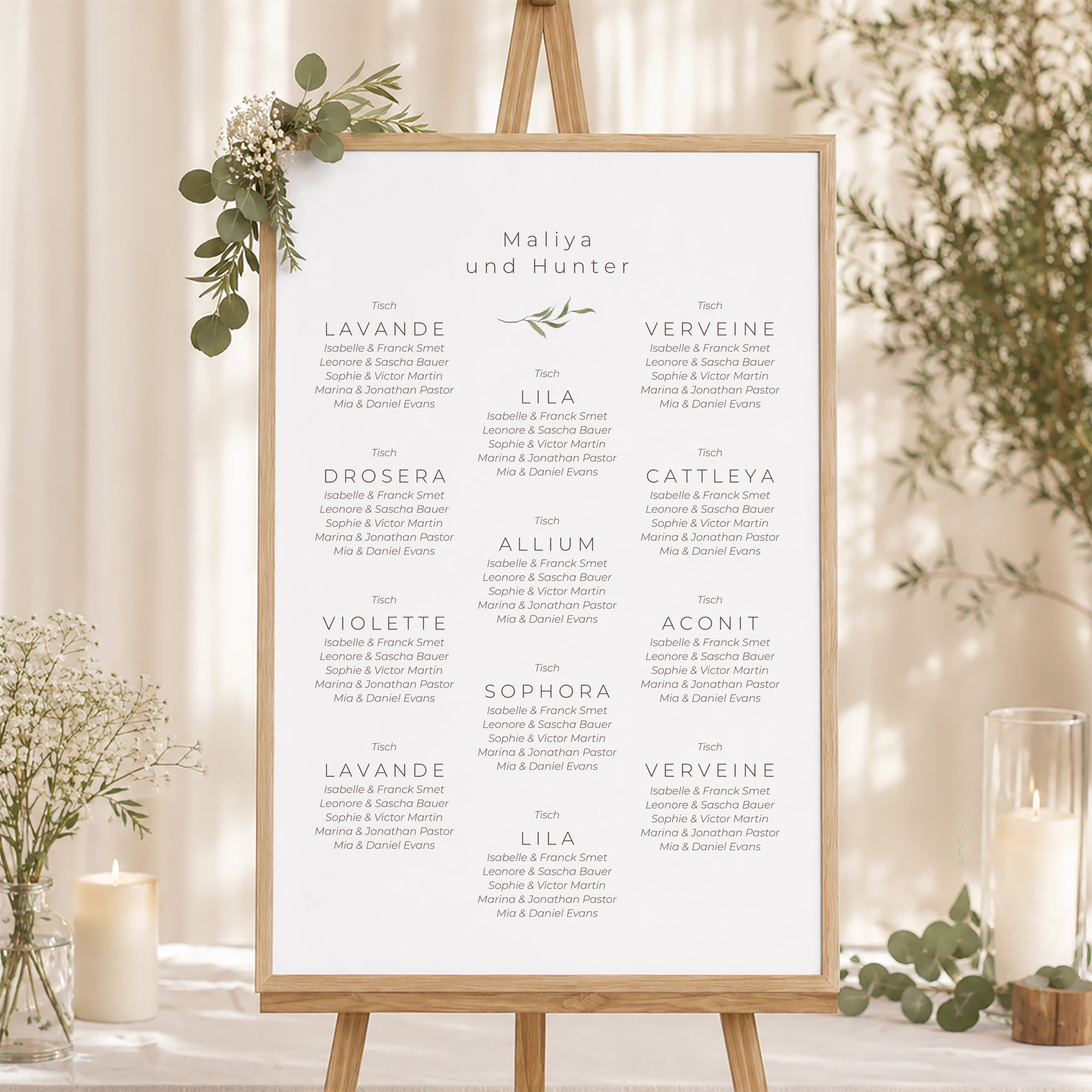 Sitzplan Hochzeit Porträt Kleine lila Blumen foto N° 1