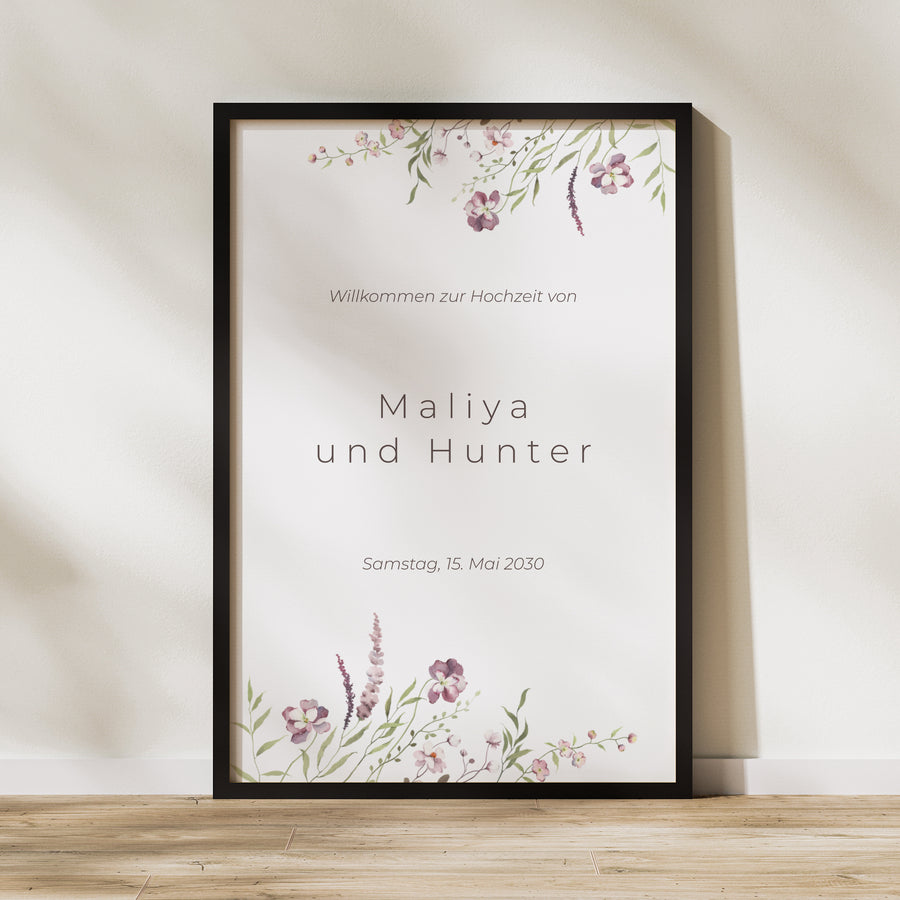 Begrüßungstafel Hochzeit Porträt 60 x 90 cm foto