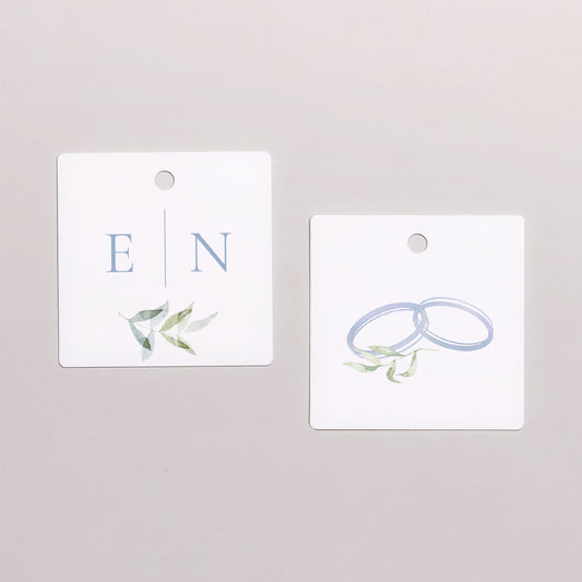 Vorgelochtes Etikett Hochzeit quadratisch Vintage Emblem foto