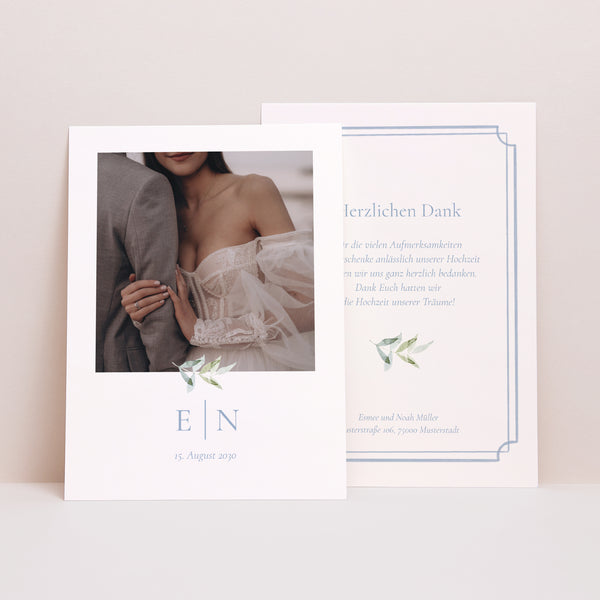 Dankeskarte Hochzeit Vintage Emblem foto