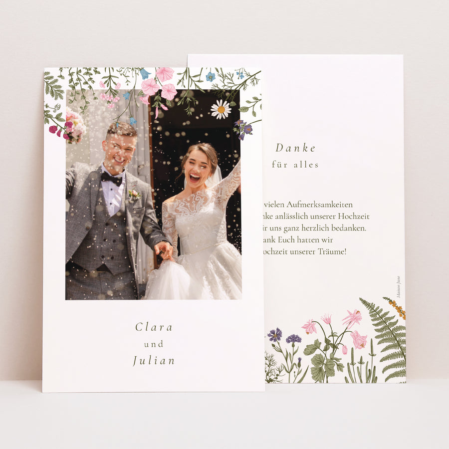 Dankeskarte Hochzeit PortraitPorträt Vintage Krone foto