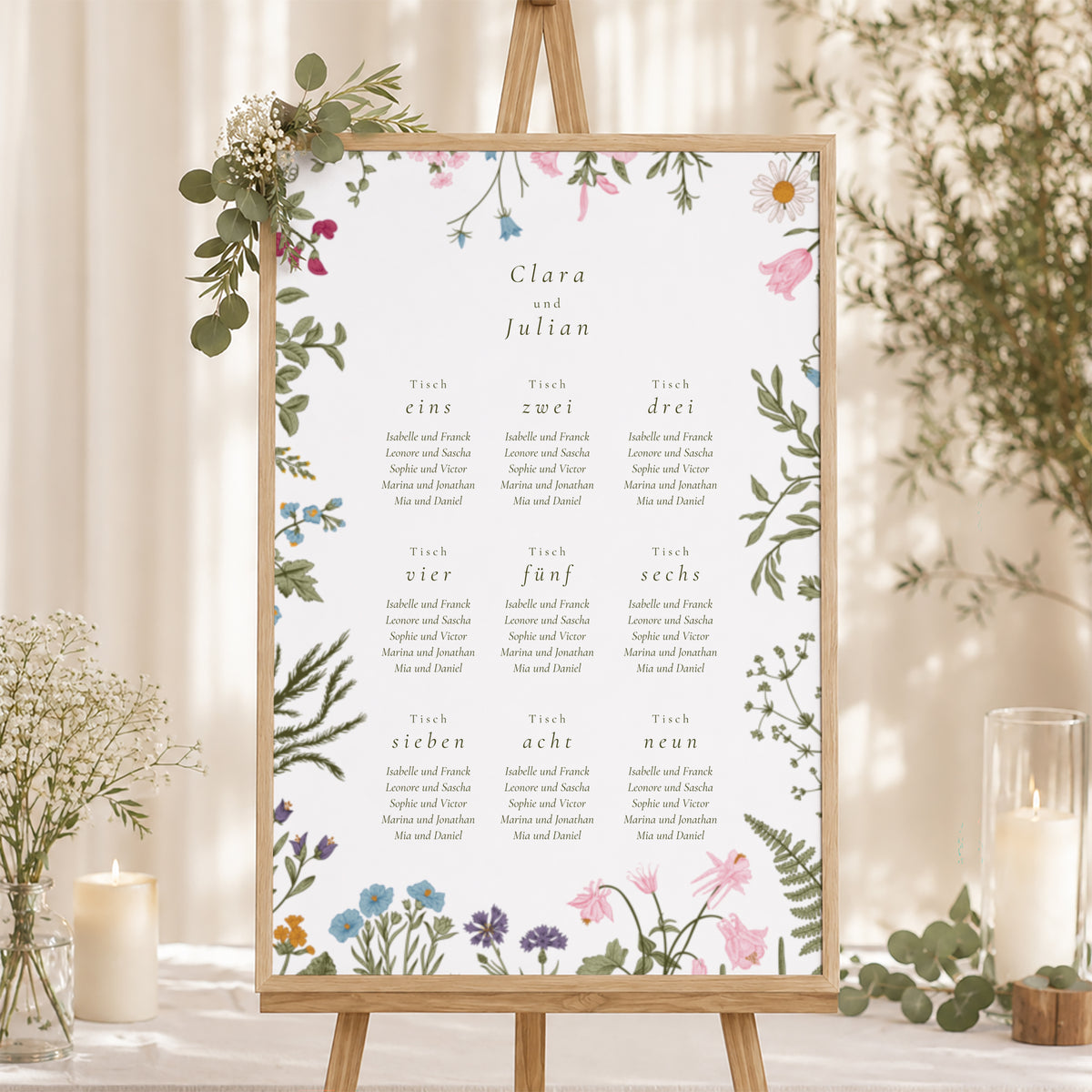 Sitzplan Hochzeit Porträt 60 x 90 cm Vintage Krone foto N° 1