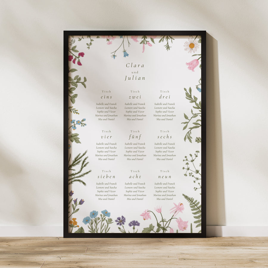 Sitzplan Hochzeit Porträt 60 x 90 cm Vintage Krone foto