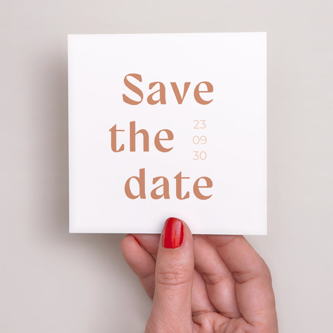 Save the date Karte Hochzeit Quadrat Typo terracotta foto N° 2