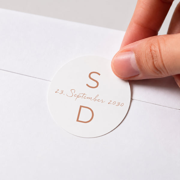 Sticker Hochzeit Rund Typo terracotta foto