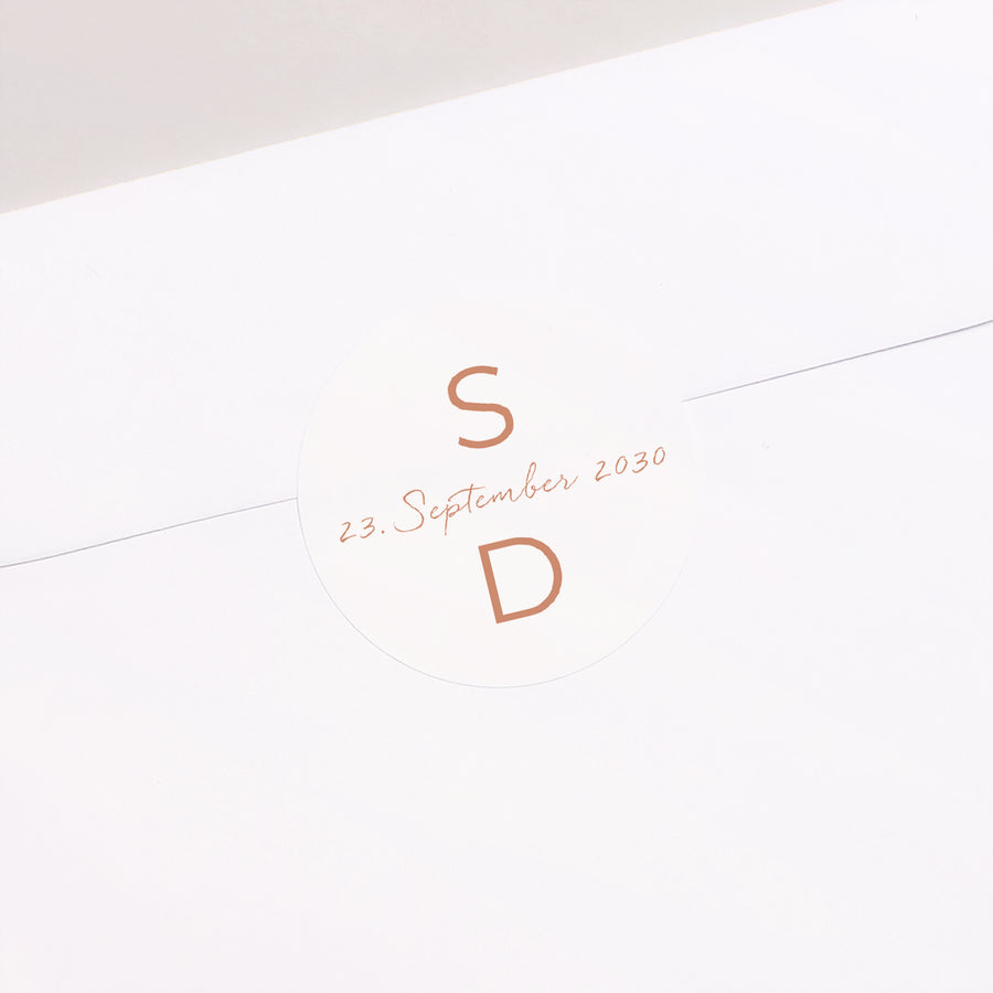 Sticker Hochzeit Rund Typo terracotta foto
