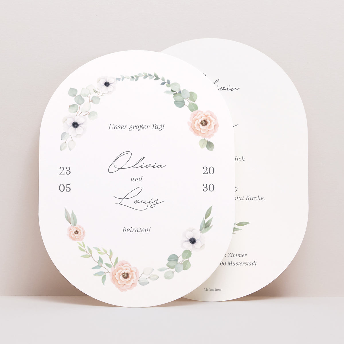 Hochzeitseinladung oval foto