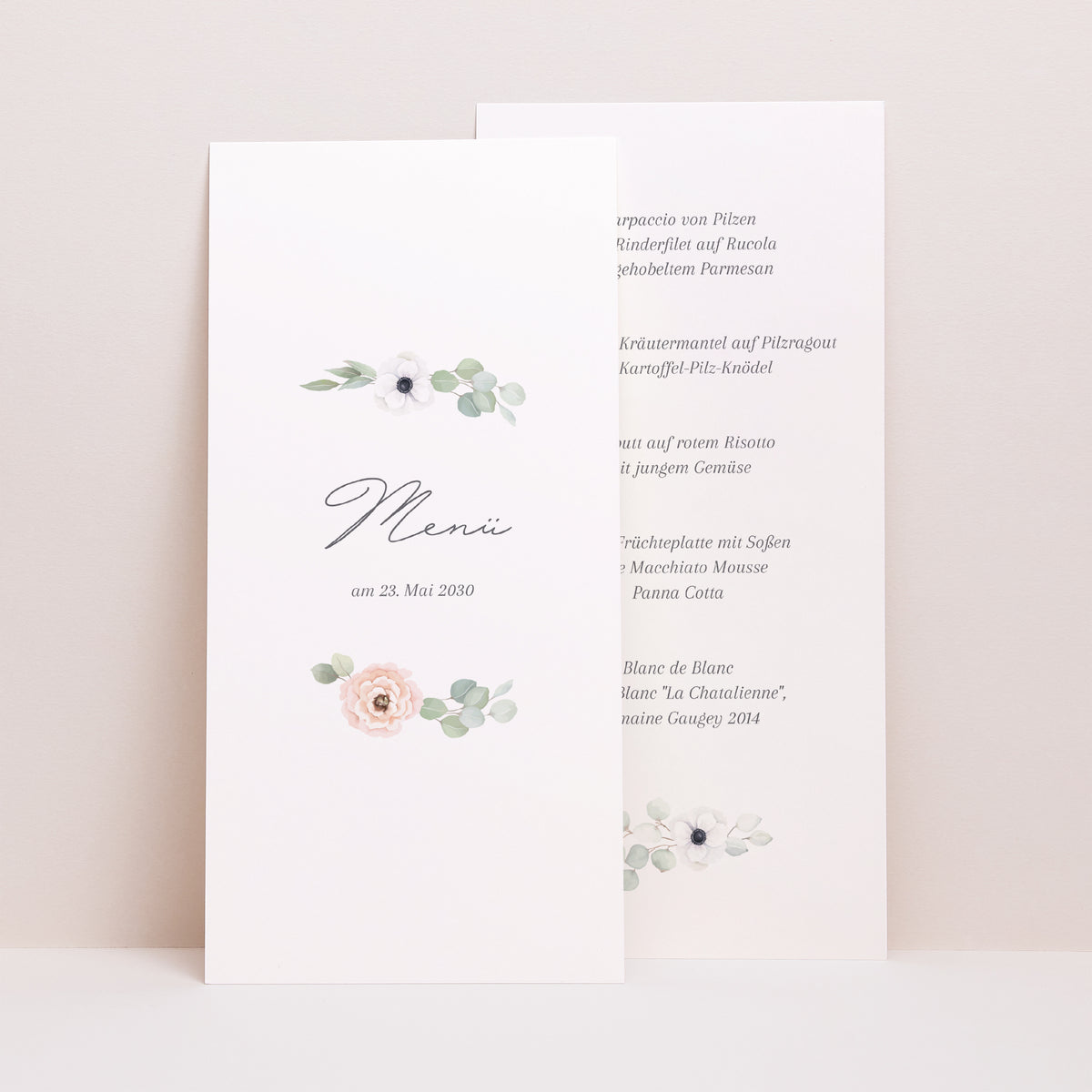 Menükarte Hochzeit Panoramatisches Porträt foto