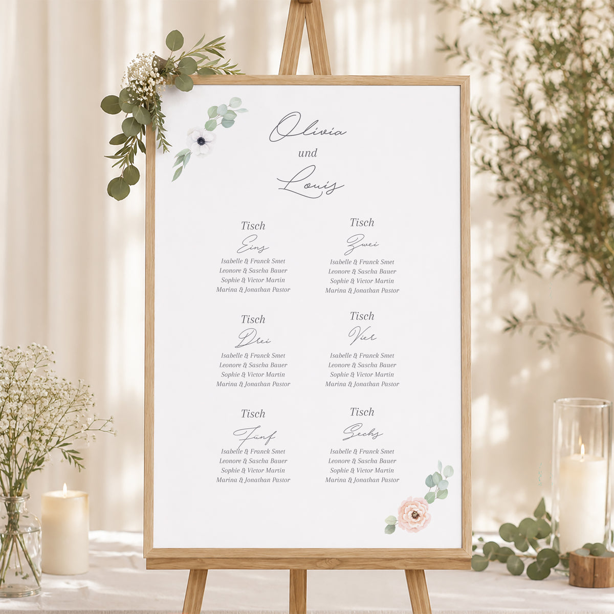 Sitzplan Hochzeit Porträt Romantik foto