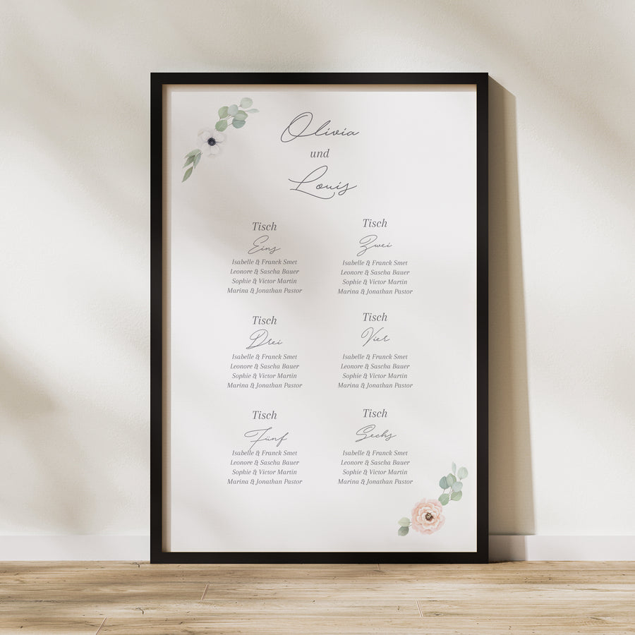Sitzplan Hochzeit Porträt Romantik foto