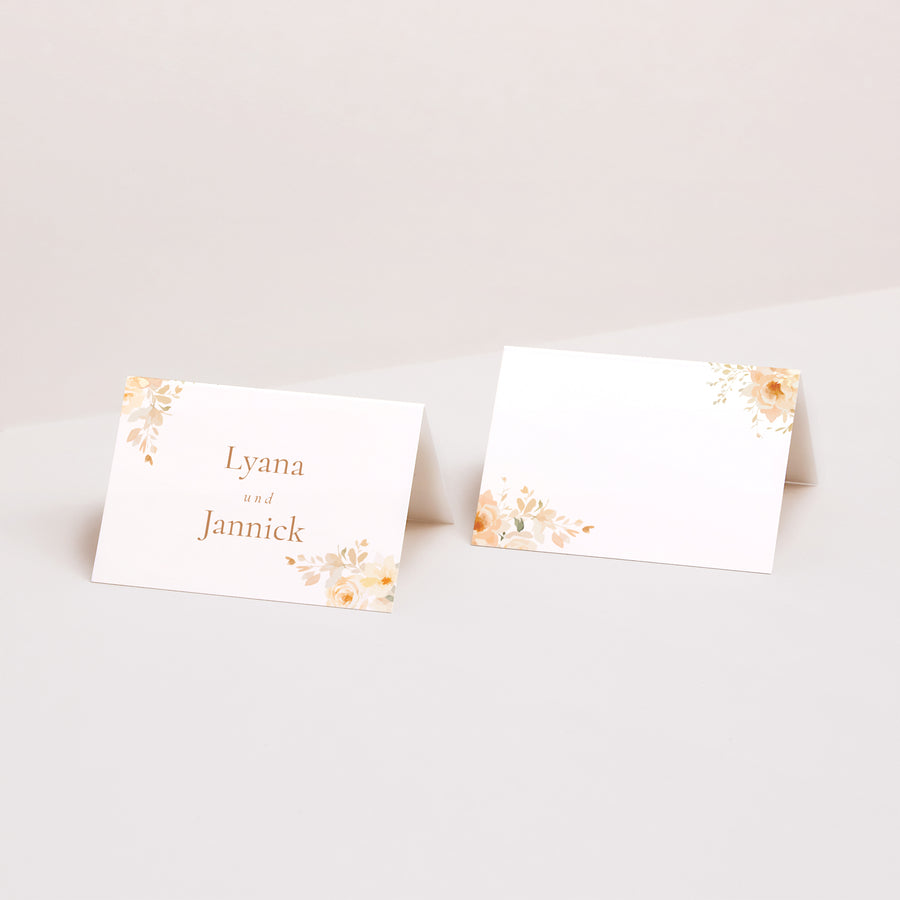 Tischkarten Hochzeit Quer Blumiges Täschchen foto