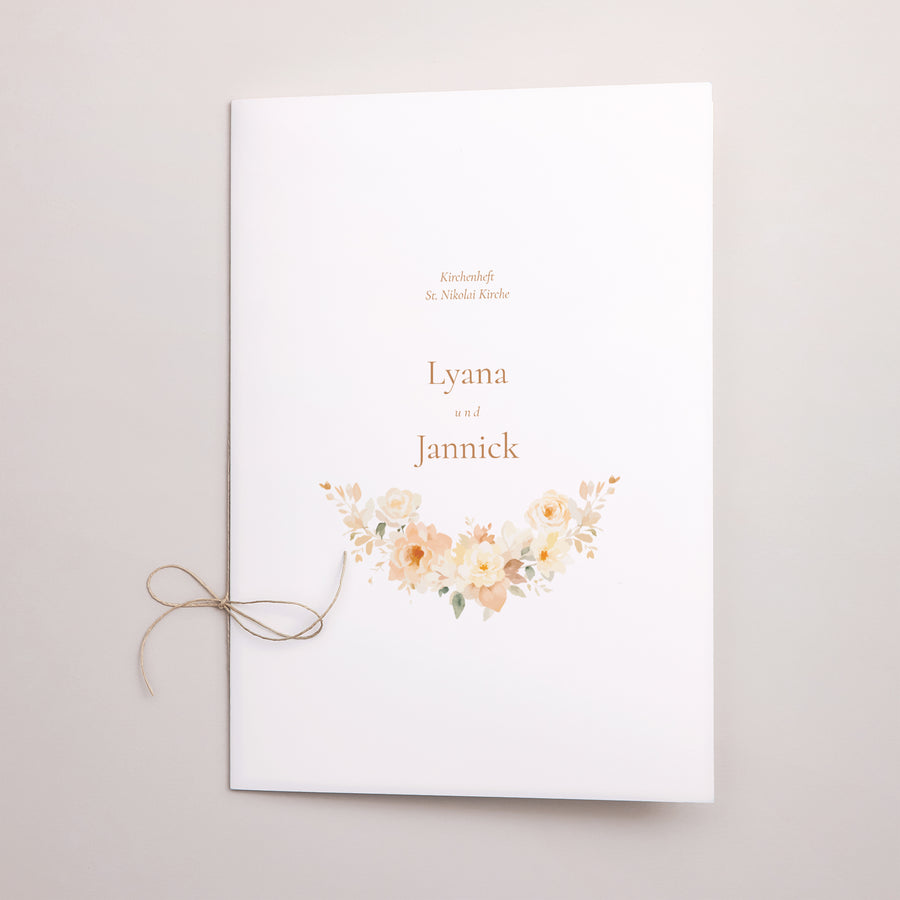 Kirchenheft Hochzeit Doppelflügel Blumiges Täschchen foto
