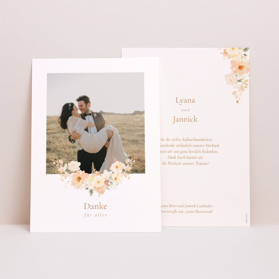 Dankeskarte Hochzeit Blumiges Täschchen foto
