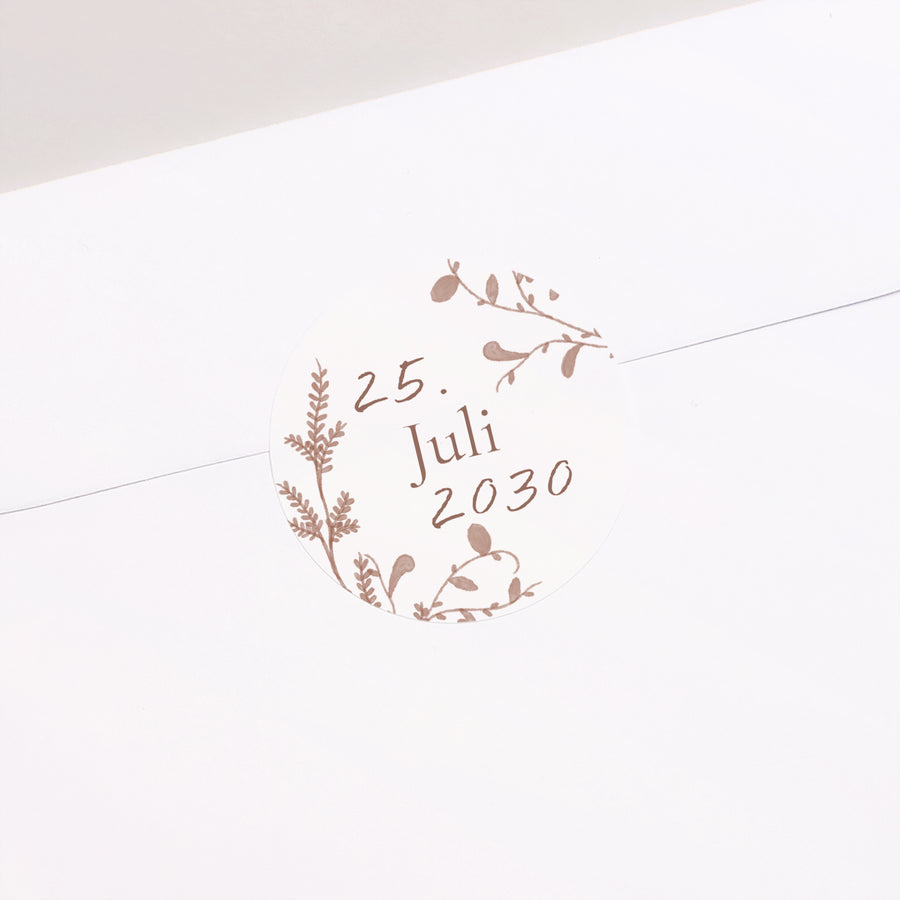 Sticker Hochzeit Rund Elegante vergoldete Krone foto