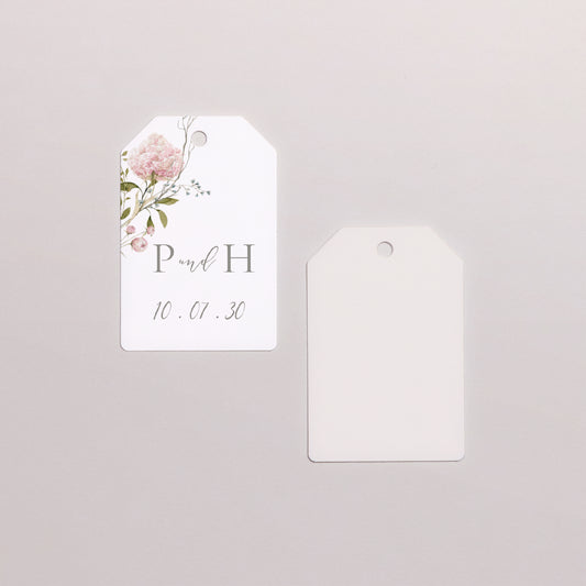 Vorgelochtes Etikett Hochzeit Fähnchen foto