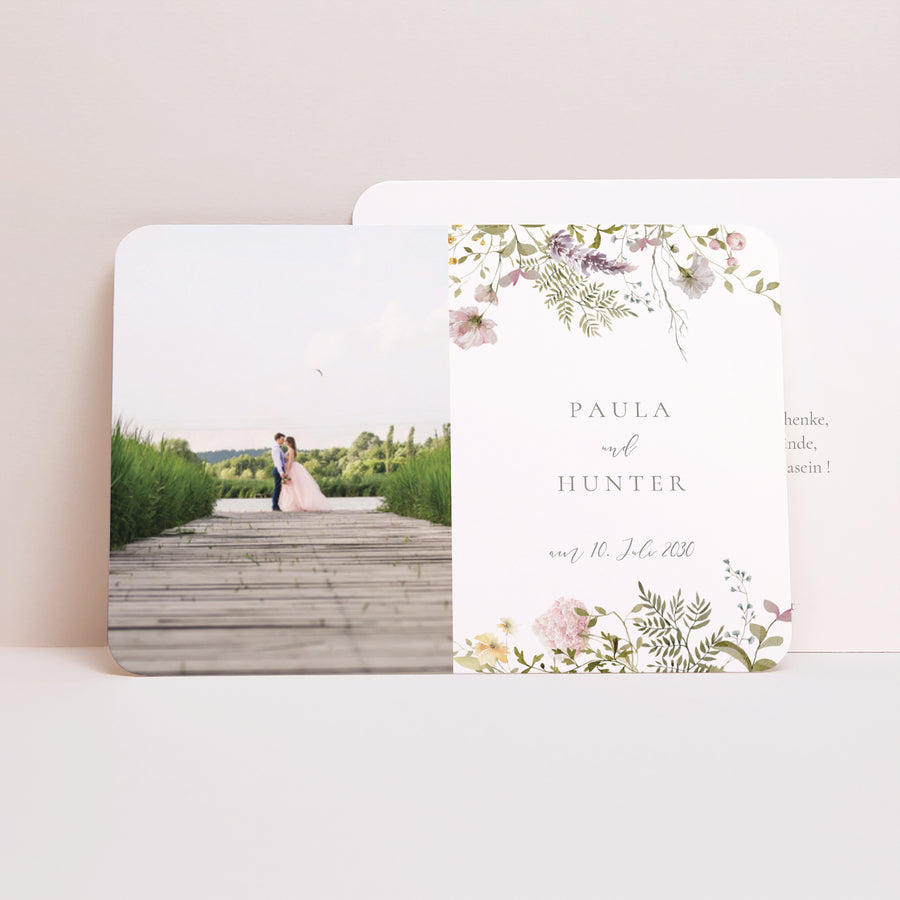 Dankeskarte Hochzeit Landschaft, abgerundete Ränder foto