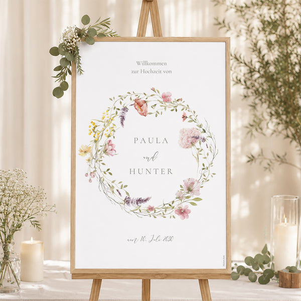Begrüßungstafel Hochzeit Porträt 60 x 90 cm foto