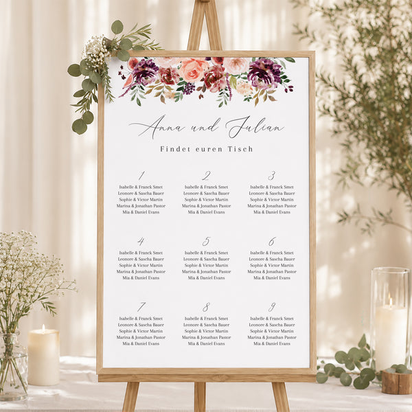 Sitzplan Hochzeit Porträt 60 x 90 cm Caudélie foto