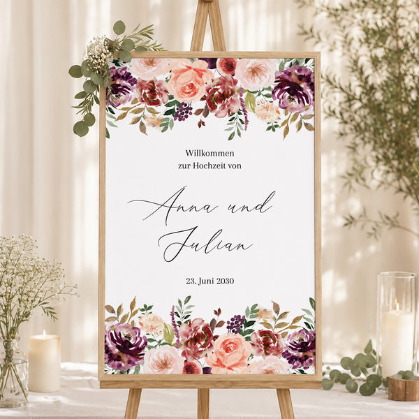 Begrüßungstafel Hochzeit Porträt 60 x 90 cm Caudélie foto