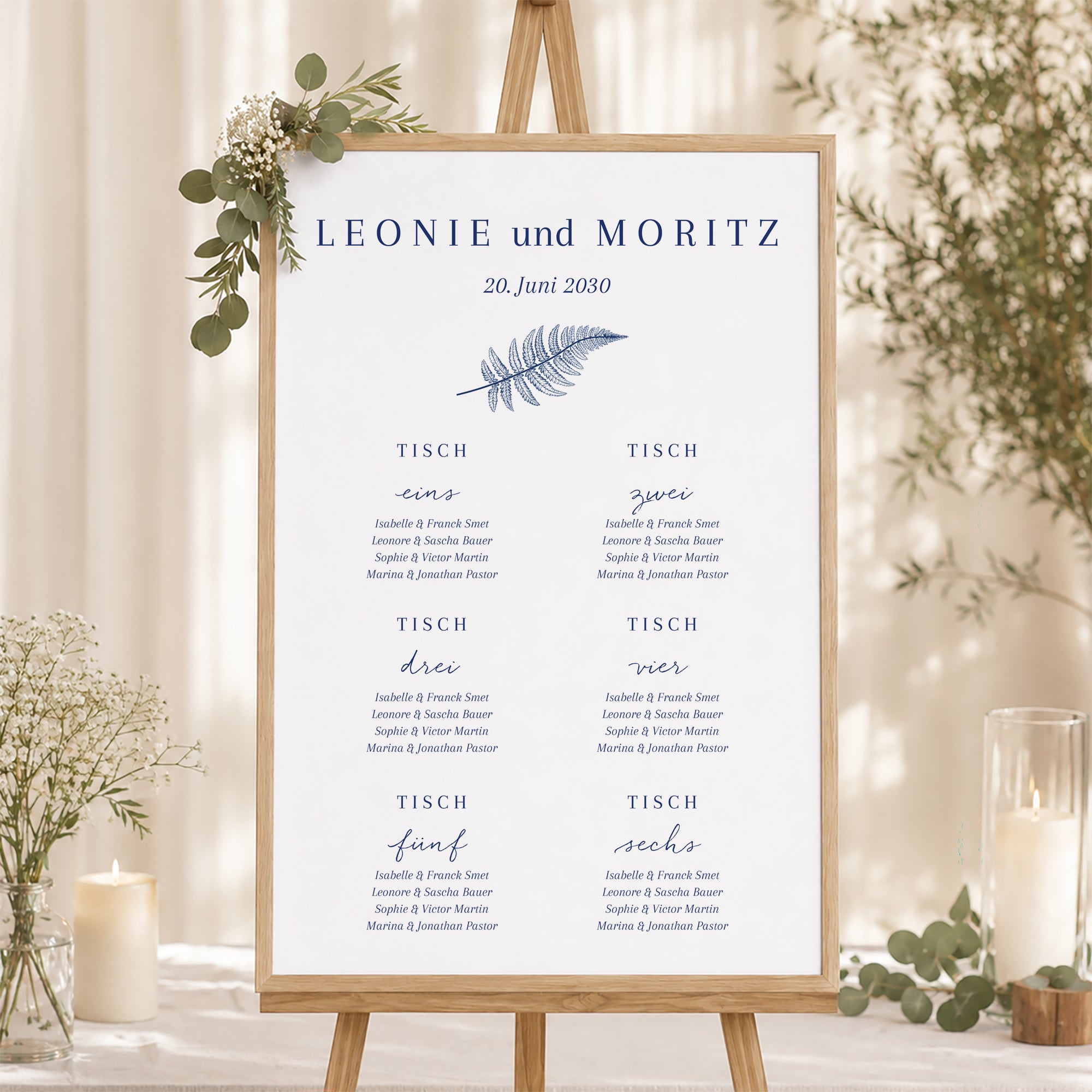 Sitzplan Hochzeit Porträt 60 x 90 cm Cyanotypie II foto N° 1